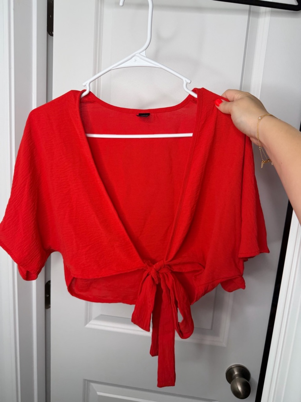 SHEIN Red Tie-Front Crop Top
